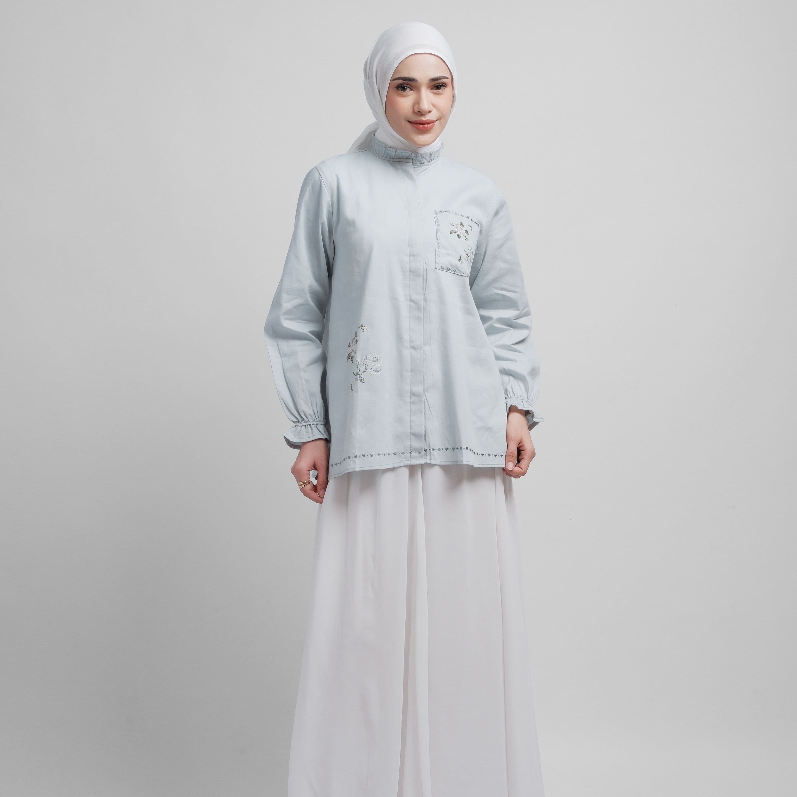 GIYOMI ID - Helen Blouse / Blouse Wanita / Blouse Bahan Textured Cotton / Baju Atasan Wanita