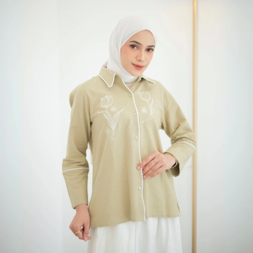 Image of GIYOMI ID - Sania Blouse / Blouse Wanita / Blouse Bahan Linen / Baju Atasan Wanita