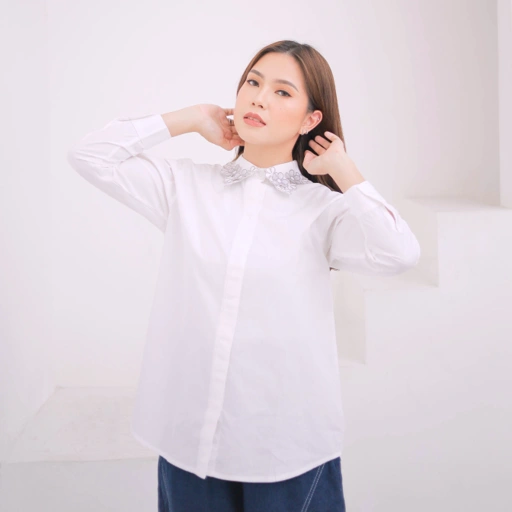 Image of GIYOMI ID - Julie Shirt / Kemeja Wanita / Kemeja Bahan Katun Poplin