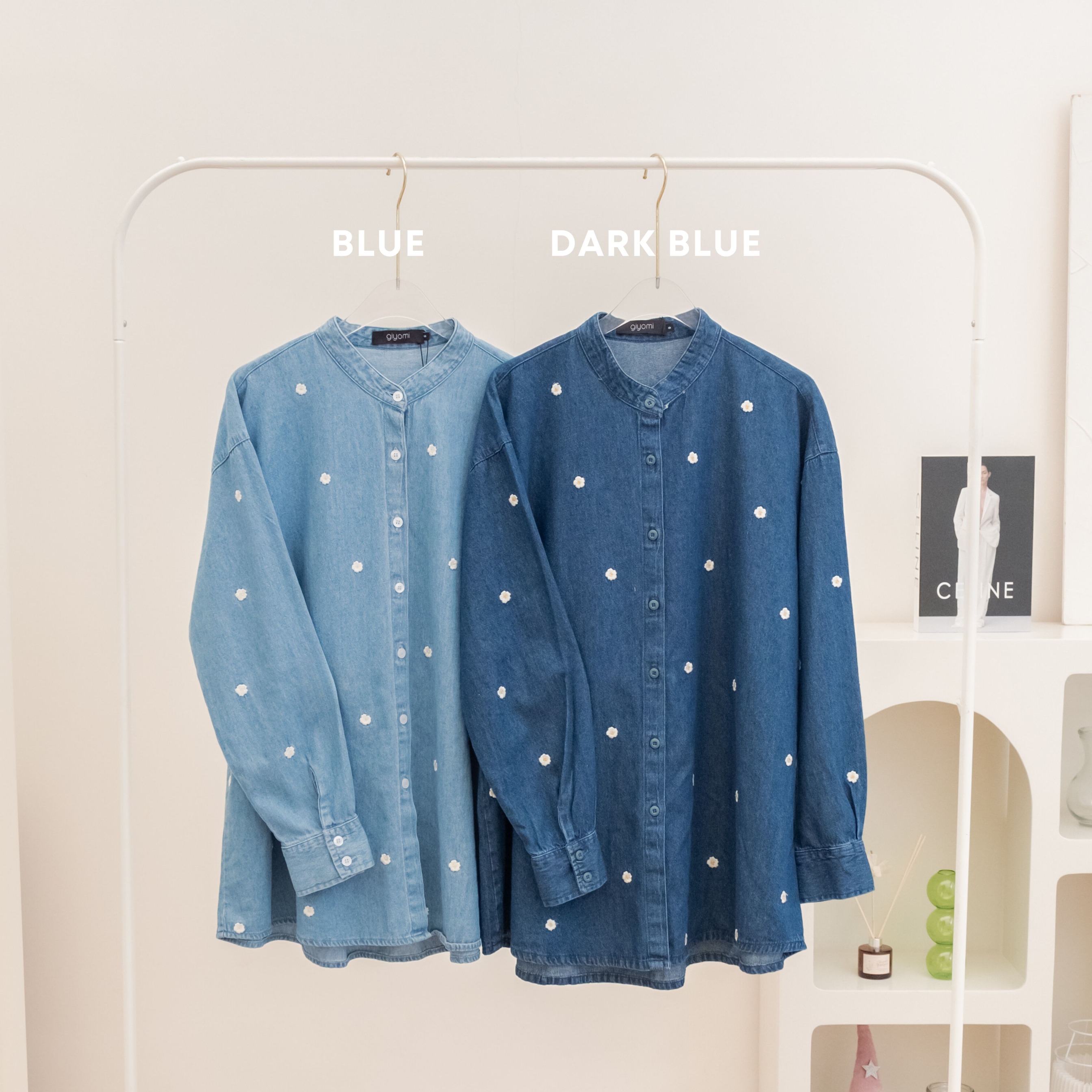 GIYOMI ID - Melissa Shirt / Kemeja Wanita / Kemeja Bahan Denim / Baju Atasan Wanita