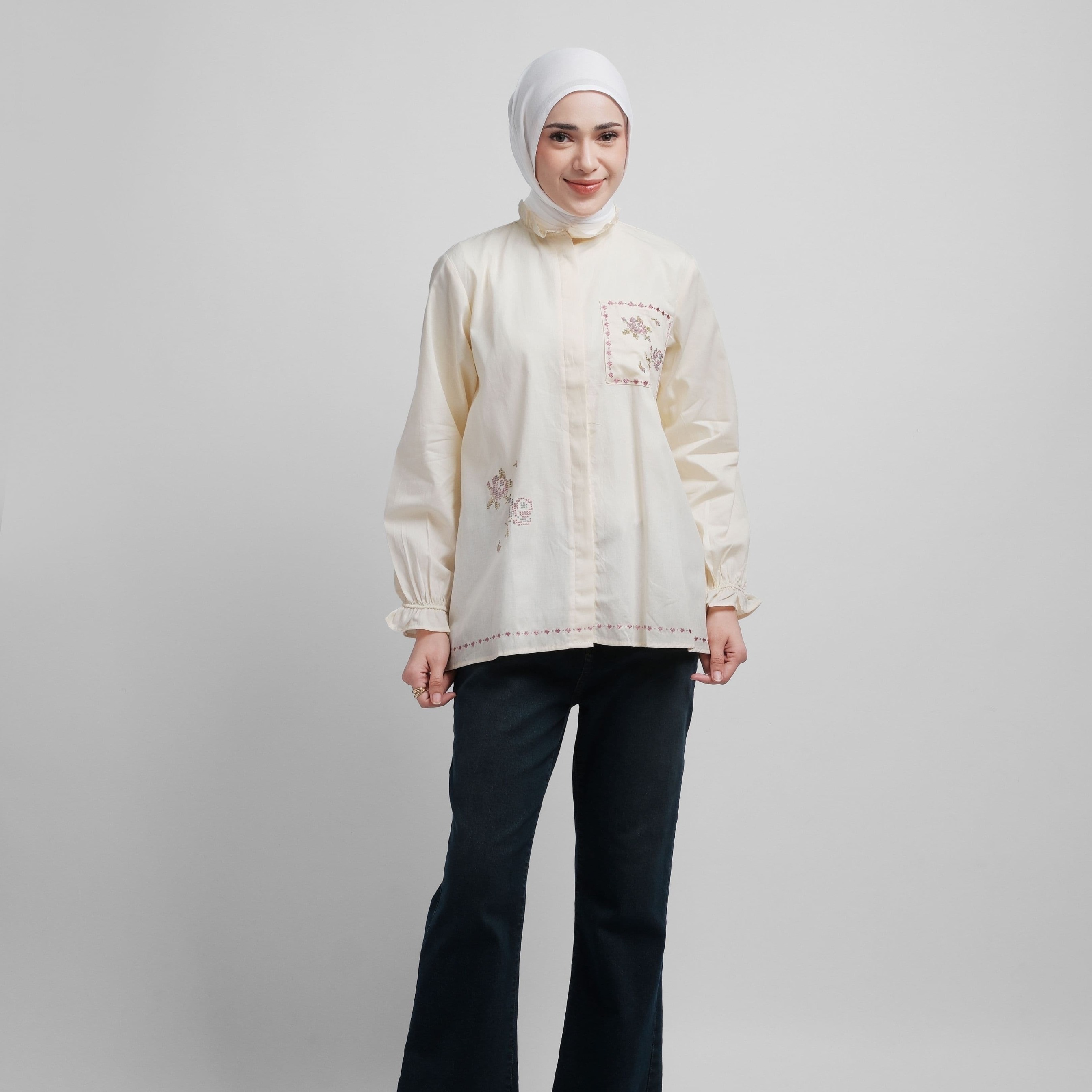 GIYOMI ID - Helen Blouse / Blouse Wanita / Blouse Bahan Textured Cotton / Baju Atasan Wanita