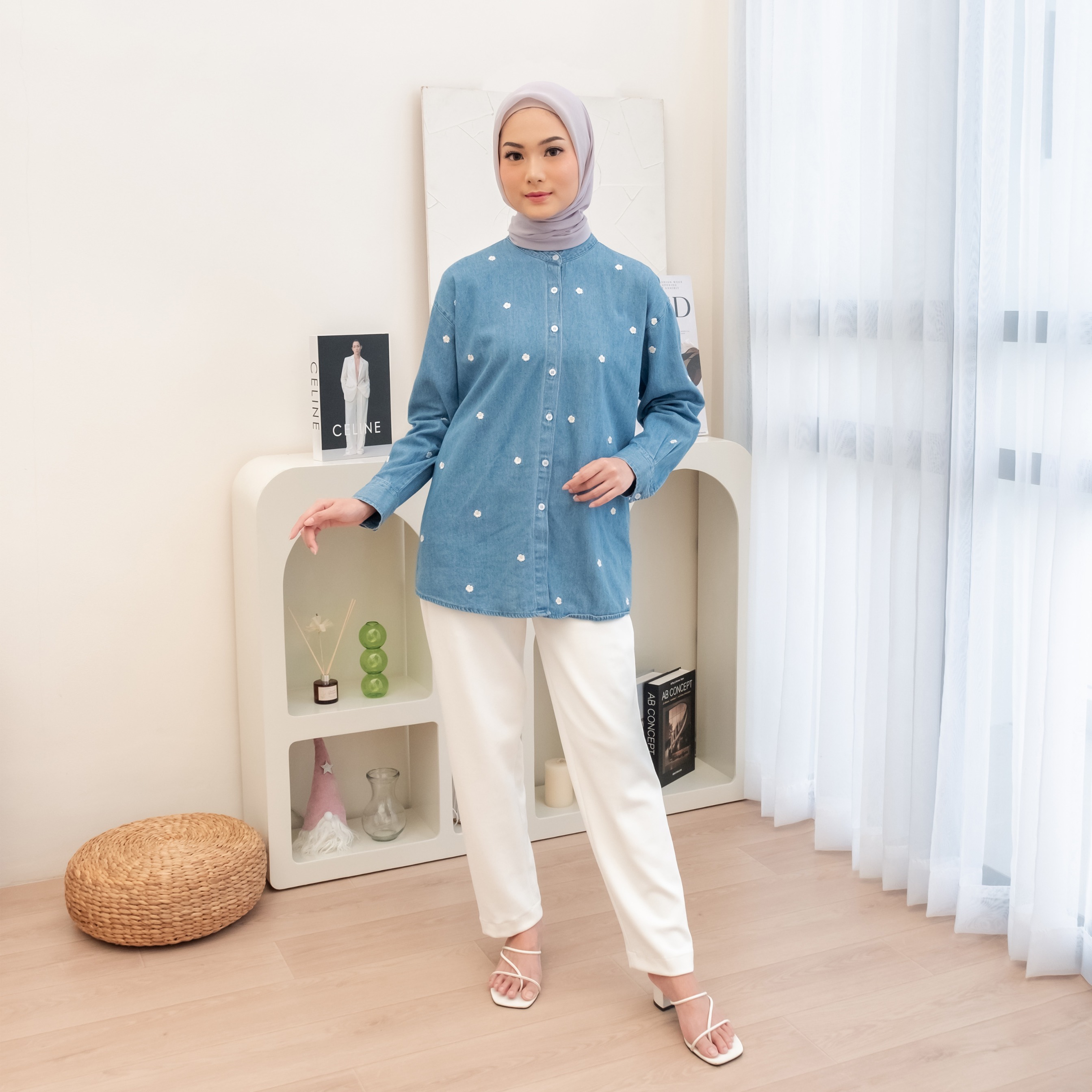 GIYOMI ID - Melissa Shirt / Kemeja Wanita / Kemeja Bahan Denim / Baju Atasan Wanita