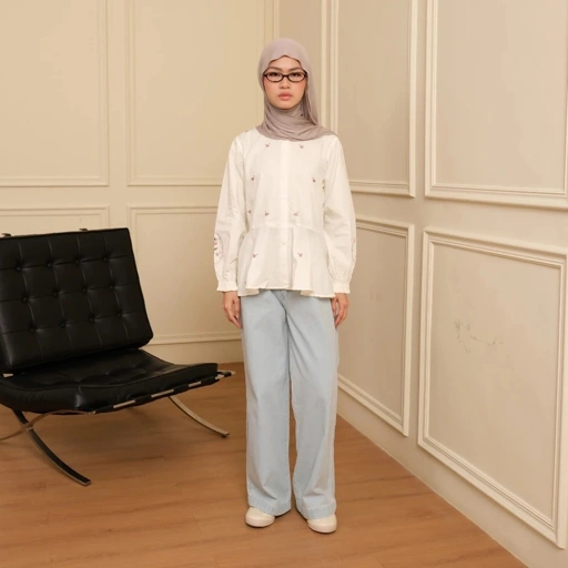 GIYOMI ID - Alice Blouse / Katun Poplin Premium / Blouse Wanita Bordir / Atasan Wanita / Busui Friendly