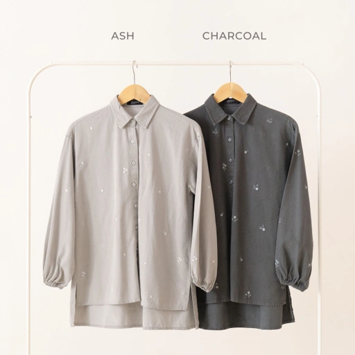 GIYOMI ID - Aletta Blouse / Blouse Wanita / Blouse Bahan Denim / Atasan Wanita