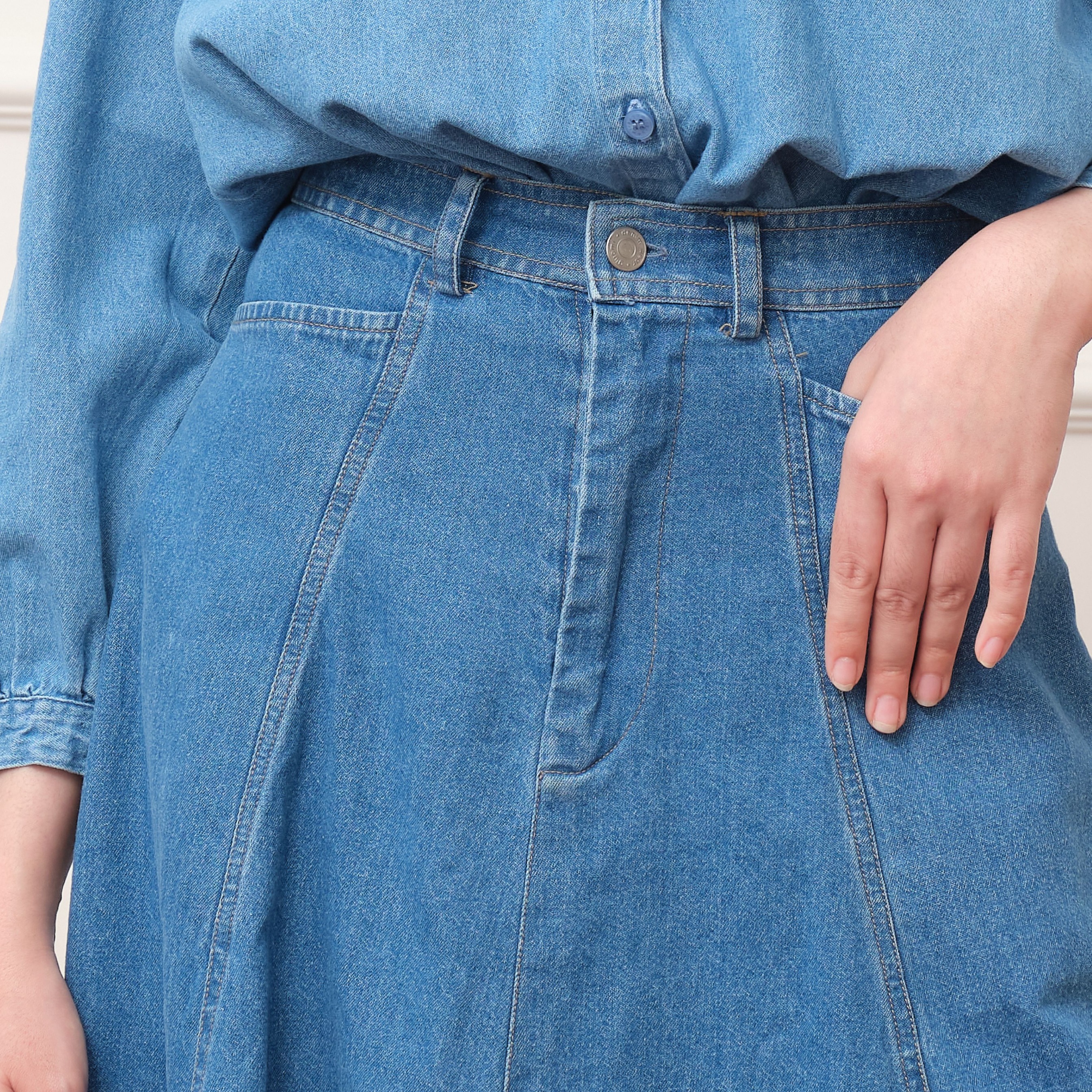 GIYOMI ID - Ellen Denim Skirt / Rok Wanita / Rok Bahan Jeans / Bawahan Wanita