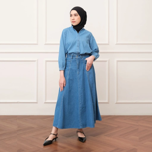 GIYOMI ID - Ellen Denim Skirt / Rok Wanita / Rok Bahan Jeans / Bawahan Wanita
