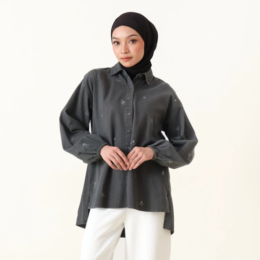 GIYOMI ID - Aletta Blouse / Blouse Wanita / Blouse Bahan Denim / Atasan Wanita