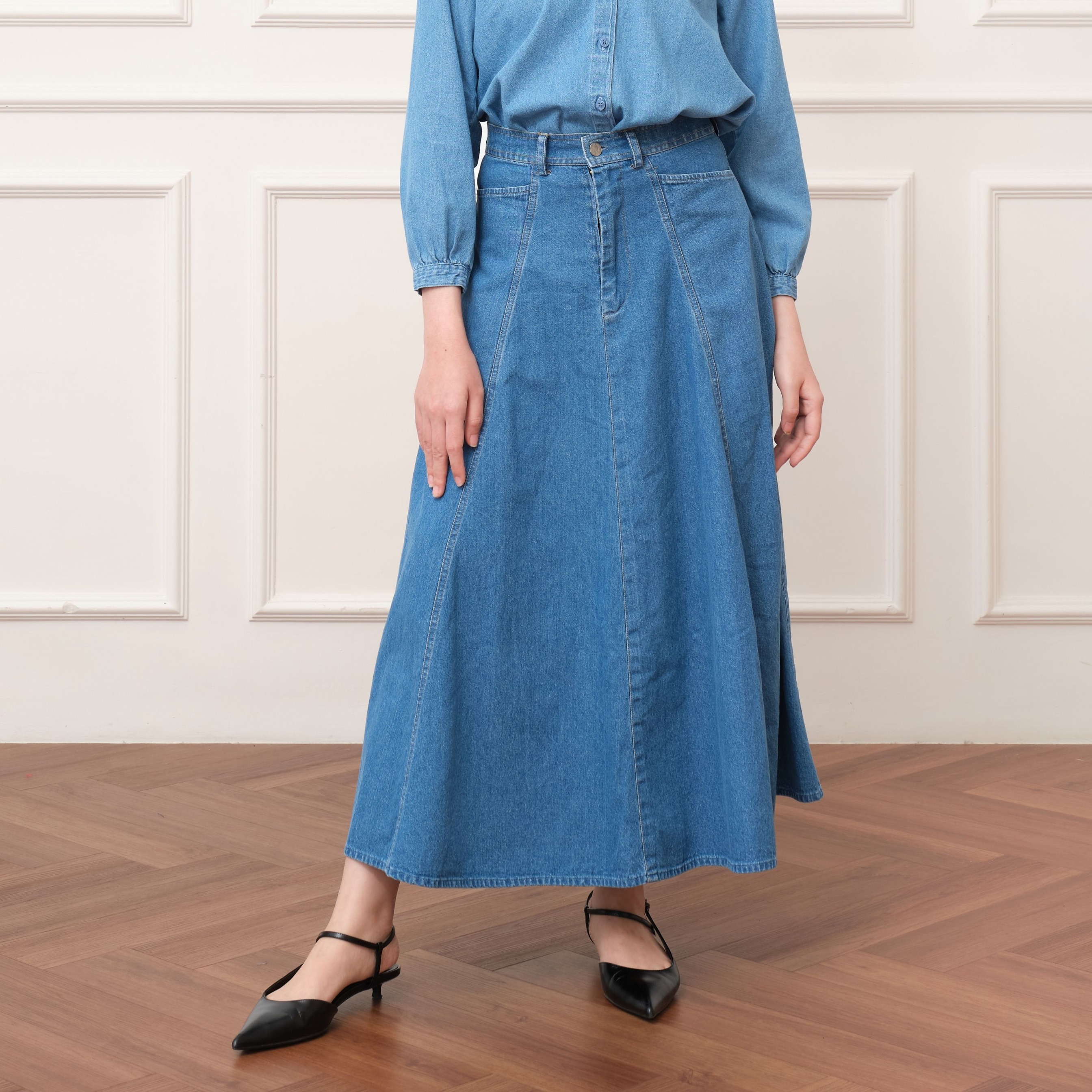 GIYOMI ID - Ellen Denim Skirt / Rok Wanita / Rok Bahan Jeans / Bawahan Wanita