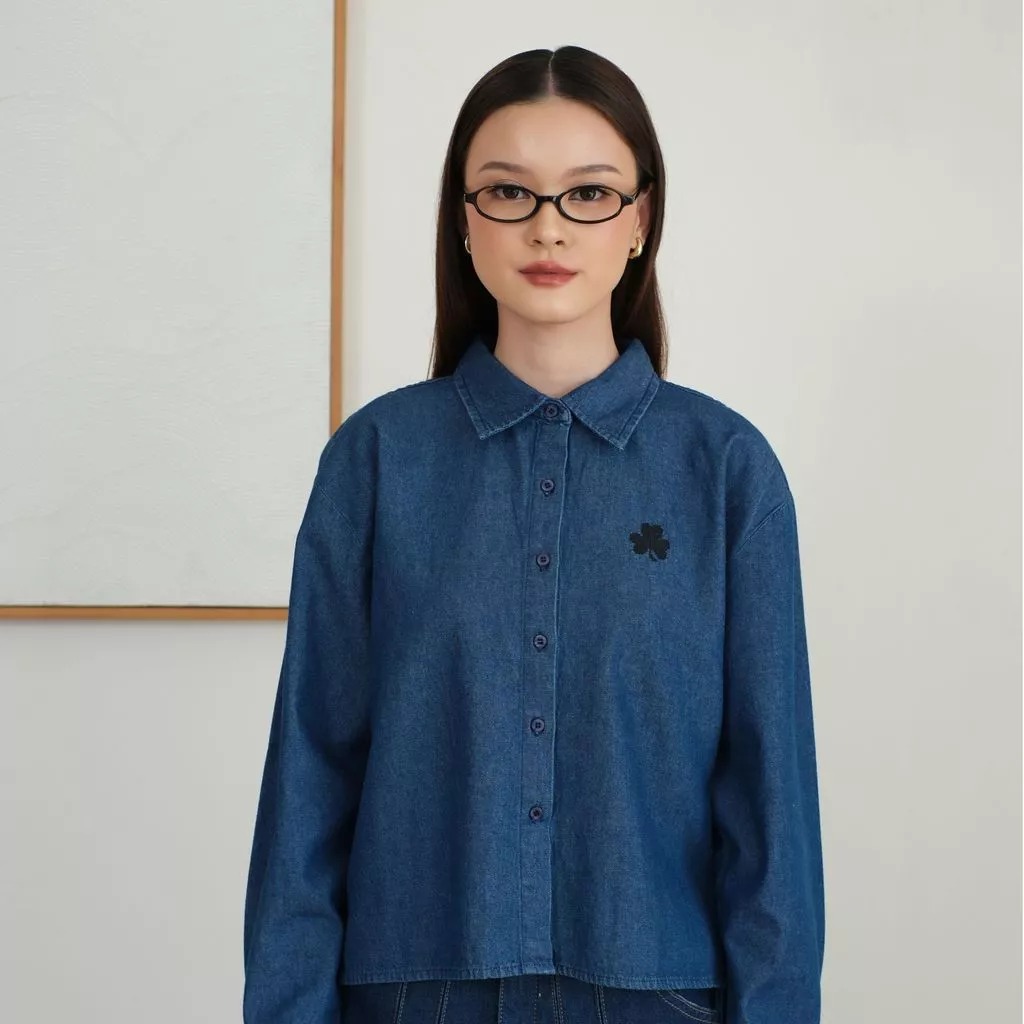 GIYOMI ID - Zoe Shirt / Kemeja Wanita Premium / Linen Look Stripe / Katun Linen