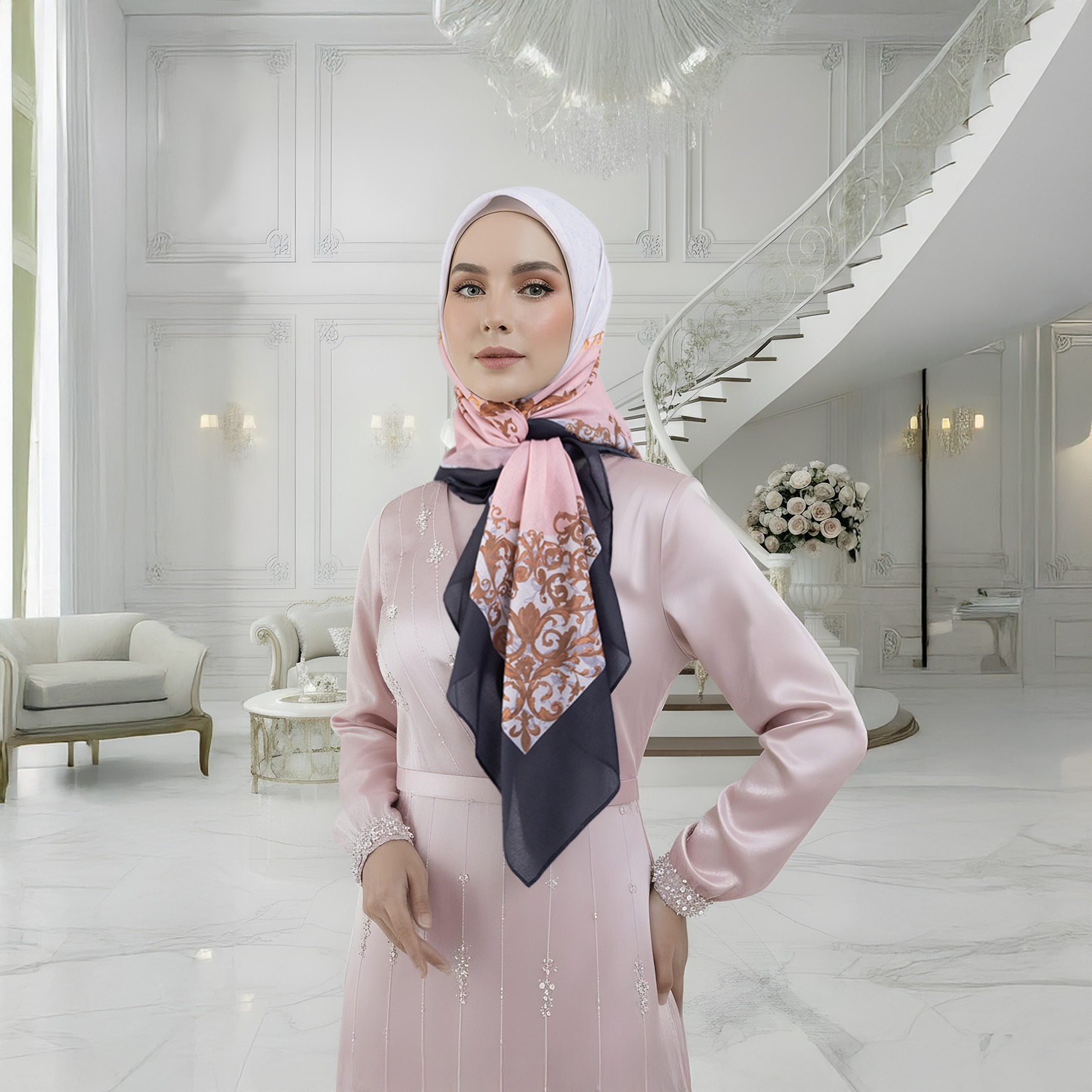 Shafira - Hadley Printed Scarf - Hijab Segi Empat Motif - Voal - Hard Box Packaging