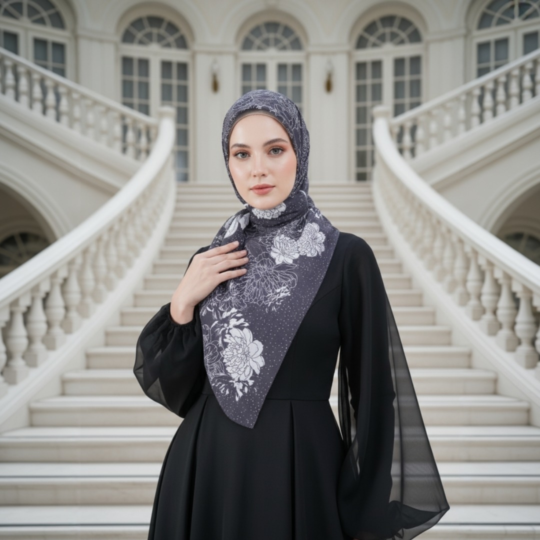 Shafira - Cezia Printed Scarf - Hijab Segi Empat Motif - Voal - Hard Box Packaging