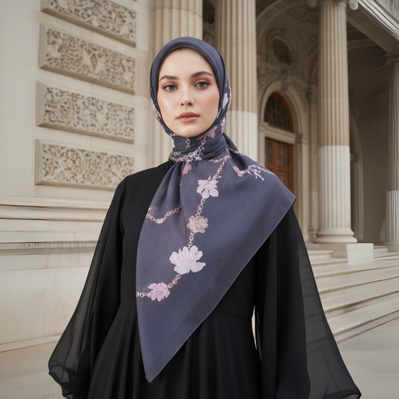 Shafira - Niomy Printed Scarf - Hijab Segi Empat Motif - Voal - Hard Box Packaging