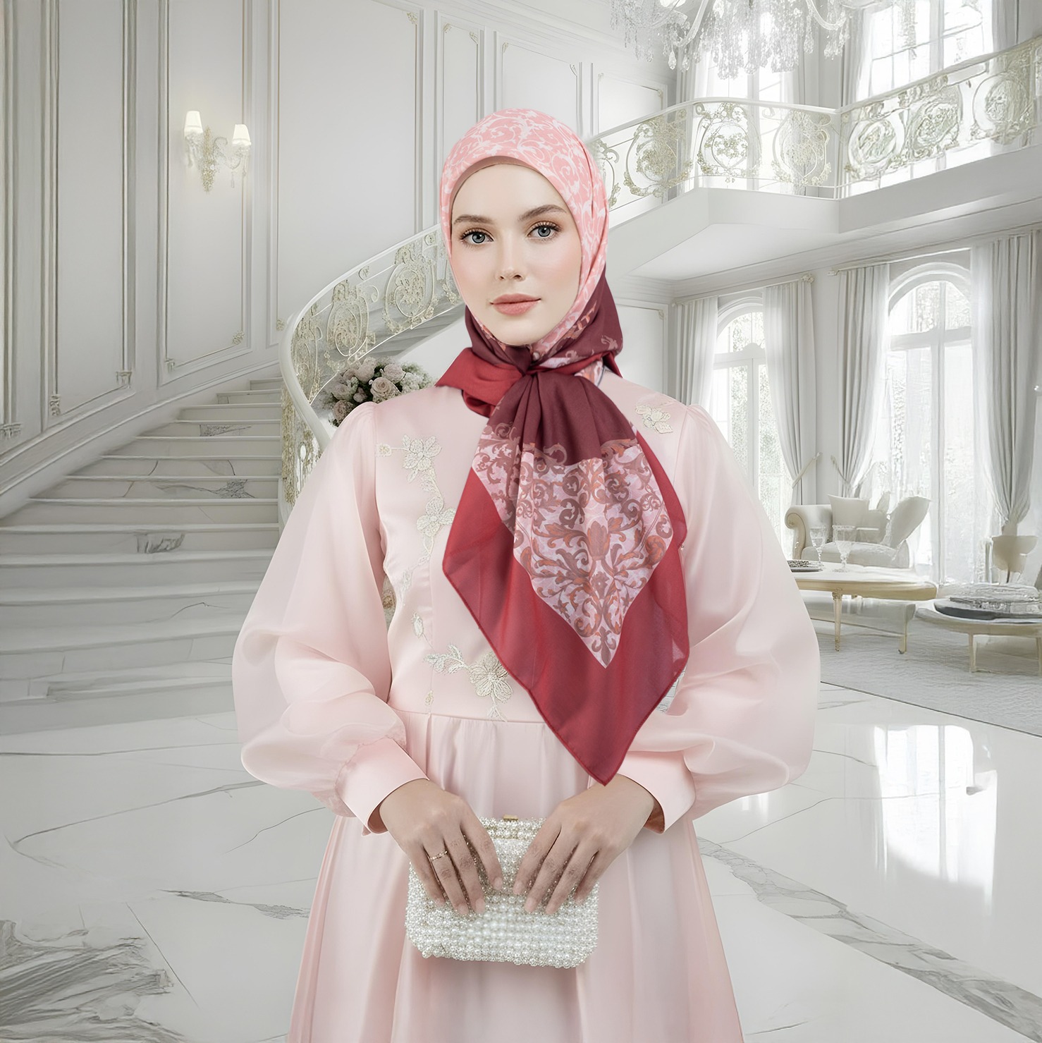 Shafira - Hadley Printed Scarf - Hijab Segi Empat Motif - Voal - Hard Box Packaging