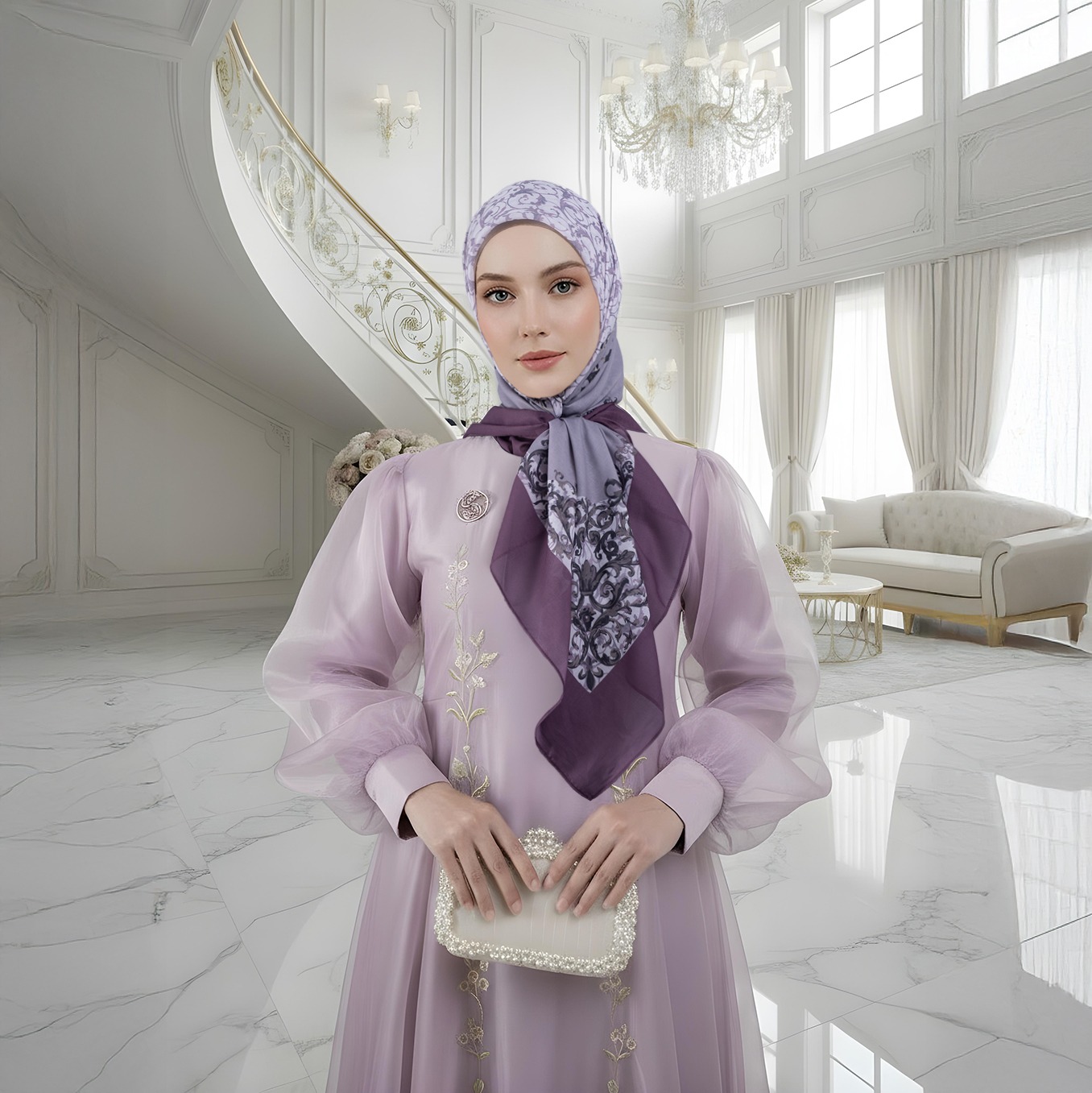 Shafira - Hadley Printed Scarf - Hijab Segi Empat Motif - Voal - Hard Box Packaging