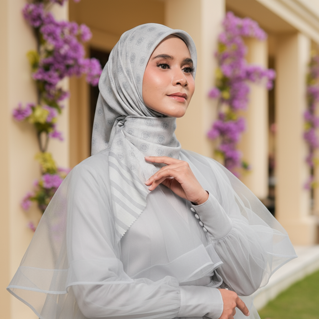 Shafira - Letitia Printed Scarf - Hijab Segi Empat Motif - Hard Box Packaging