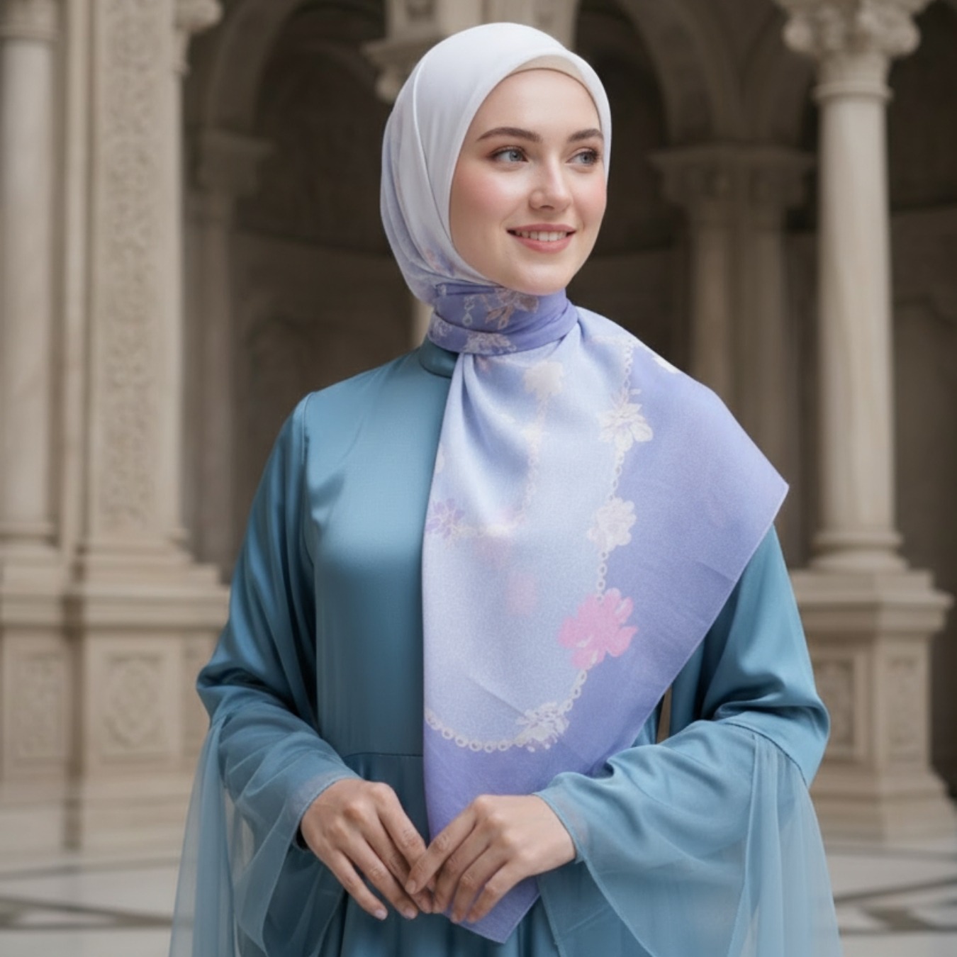 Shafira - Niomy Printed Scarf - Hijab Segi Empat Motif - Voal - Hard Box Packaging