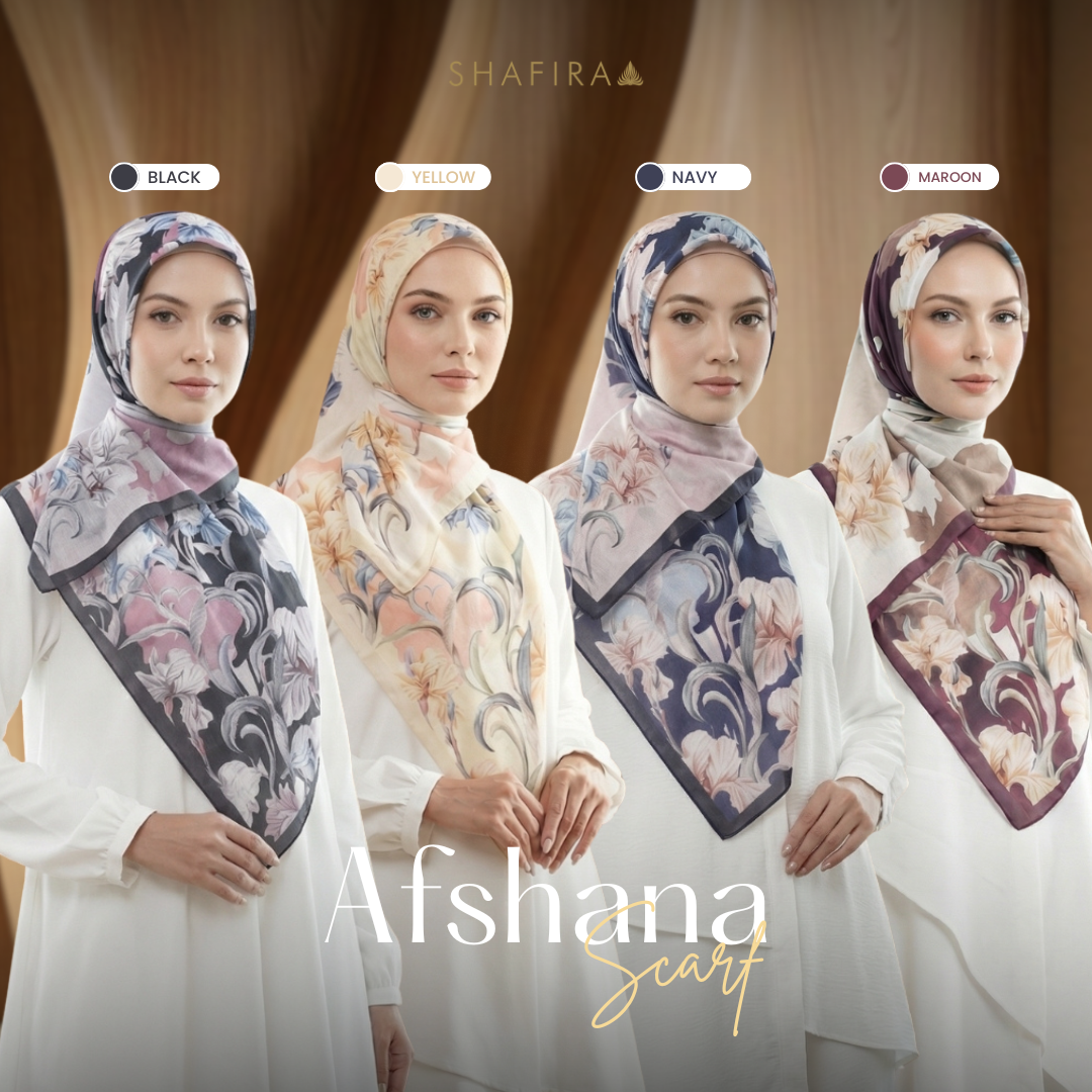 Shafira - Afshana Scarf - Hijab Segi Empat Motif - Bahan Voal