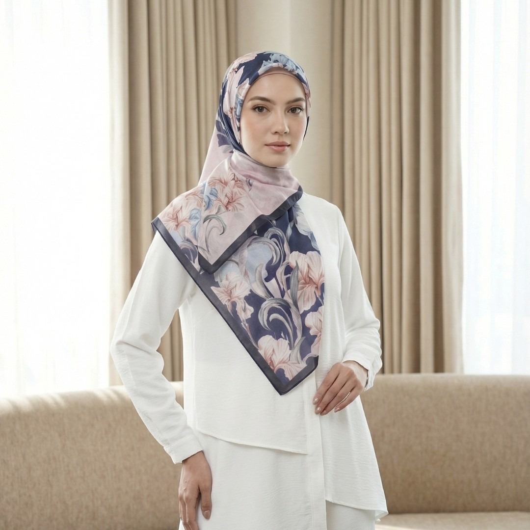 Shafira - Afshana Scarf - Hijab Segi Empat Motif - Bahan Voal
