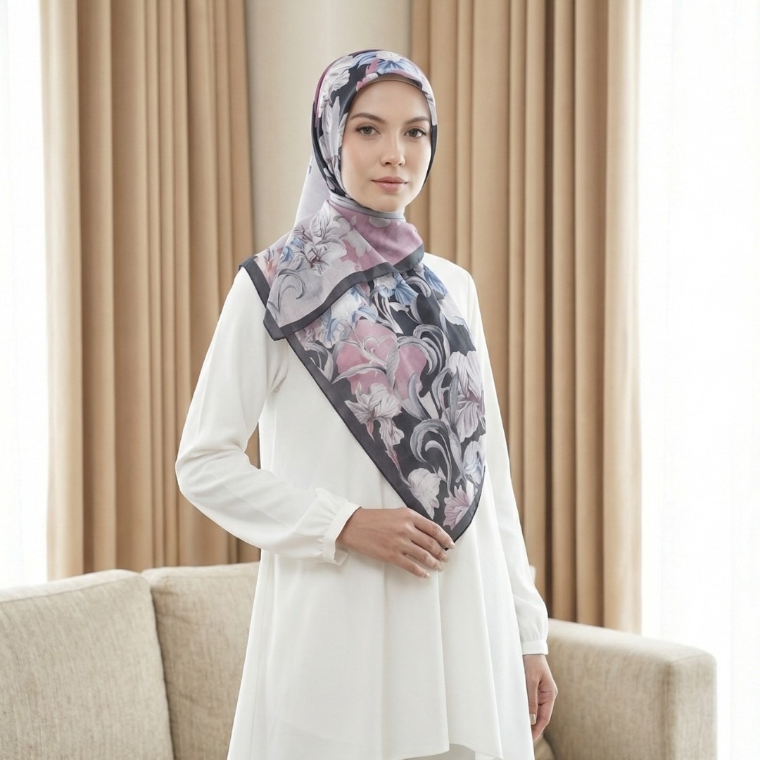 Shafira - Afshana Scarf - Hijab Segi Empat Motif - Bahan Voal
