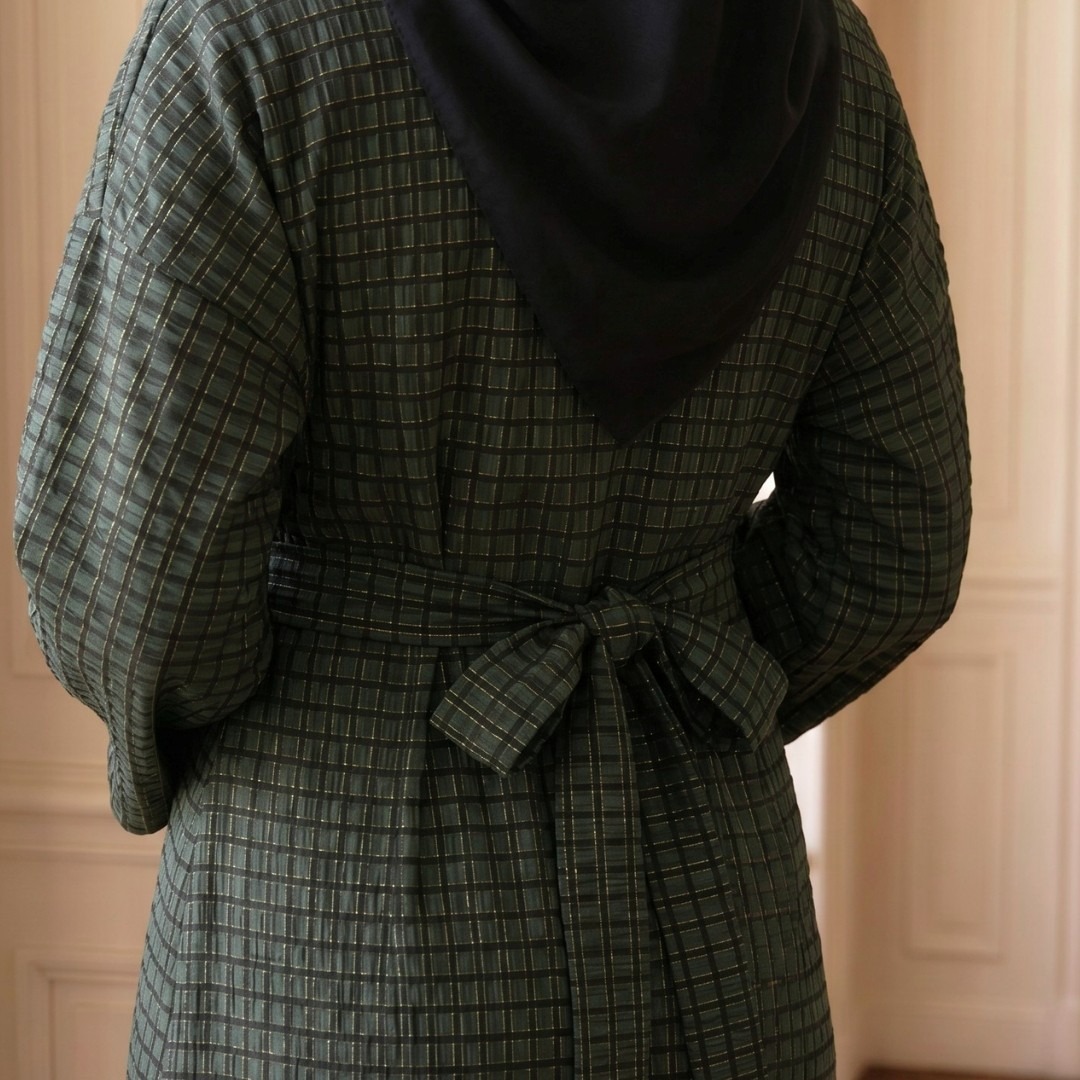 Shafira Chai Dress - Ripple Shimmer Flare Dress | Dress Wanita Premium