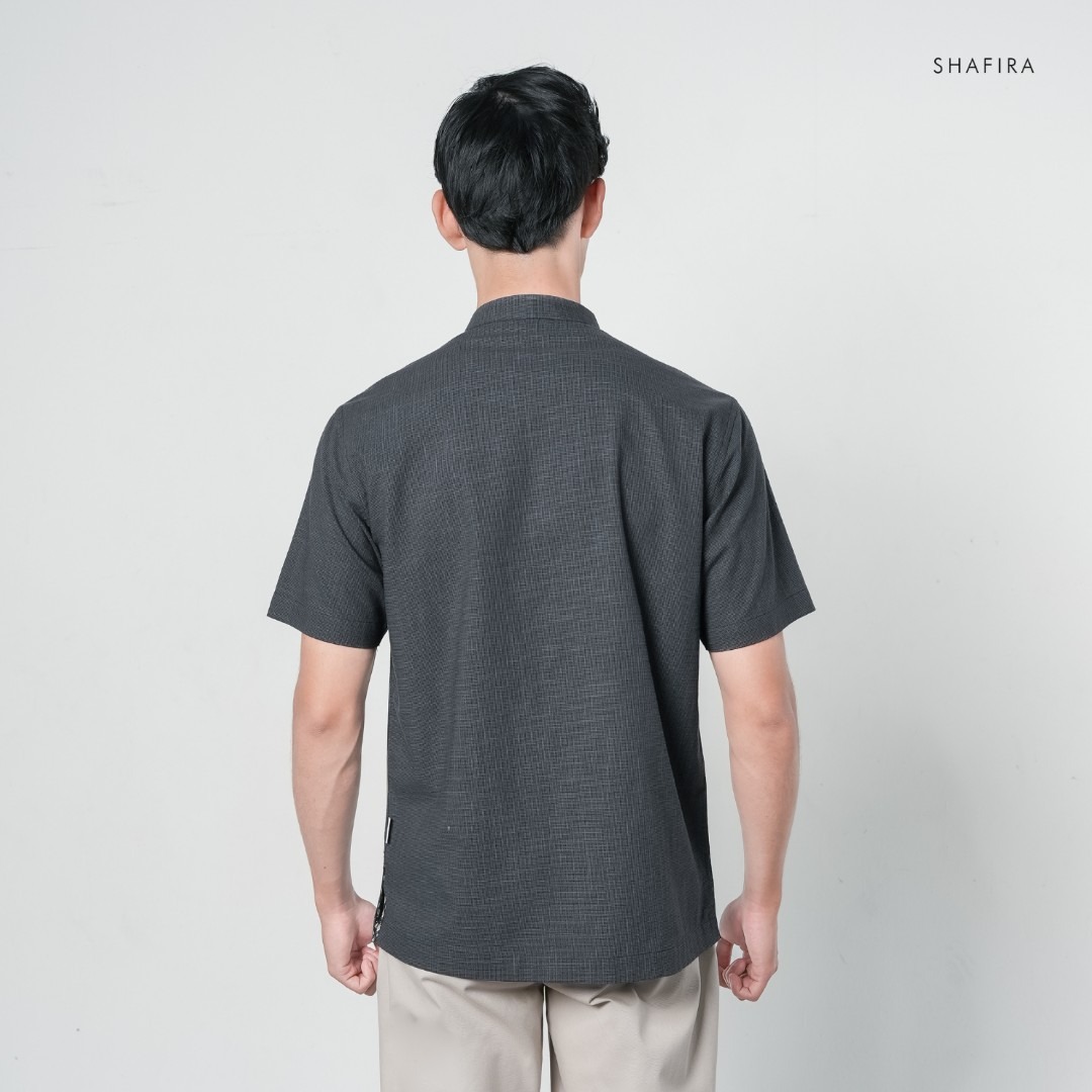 Shafira - Zerano Menswear - Cotton Textured Short Sleeve Shirt with Pockets - Bahan Cotton Slub