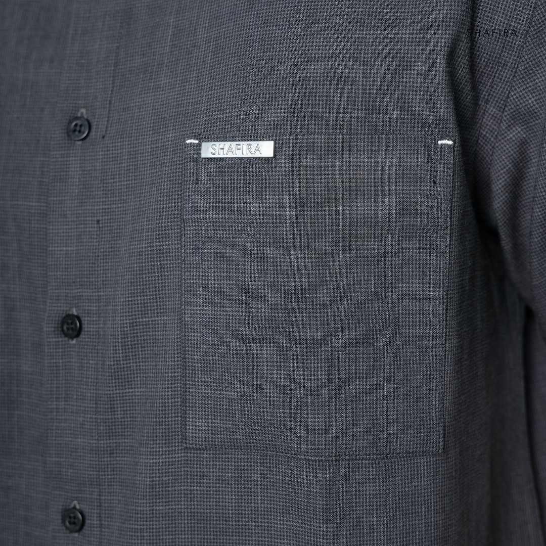 Shafira - Zerano Menswear - Cotton Textured Short Sleeve Shirt with Pockets - Bahan Cotton Slub