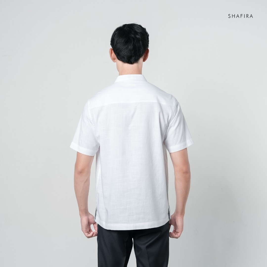 Shafira - Zerano Menswear - Cotton Textured Short Sleeve Shirt with Pockets - Bahan Cotton Slub