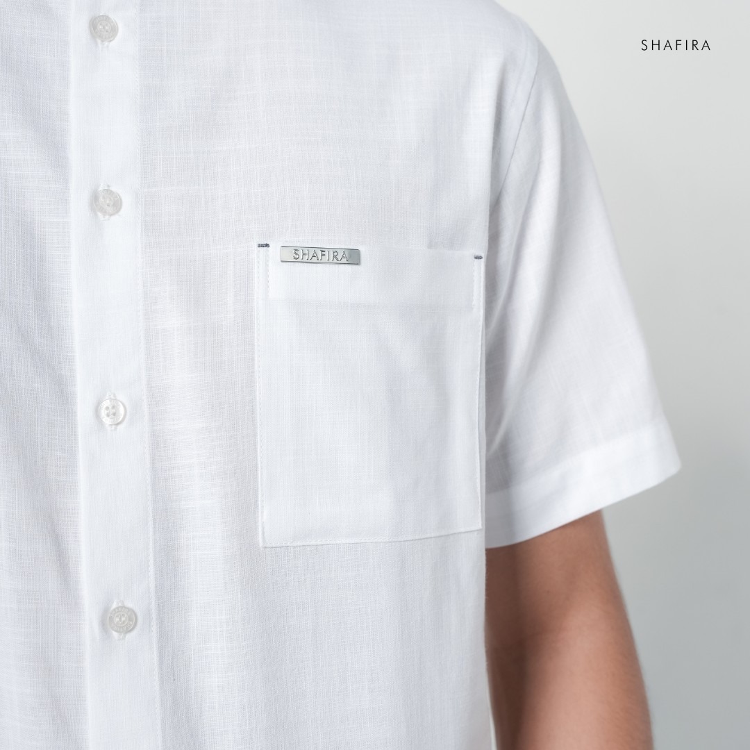 Shafira - Zerano Menswear - Cotton Textured Short Sleeve Shirt with Pockets - Bahan Cotton Slub
