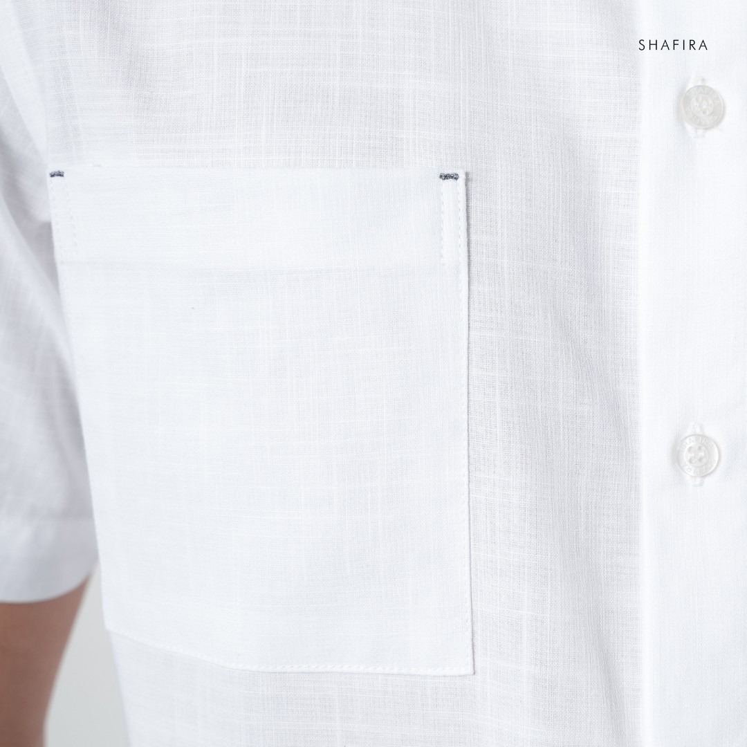 Shafira - Zerano Menswear - Cotton Textured Short Sleeve Shirt with Pockets - Bahan Cotton Slub