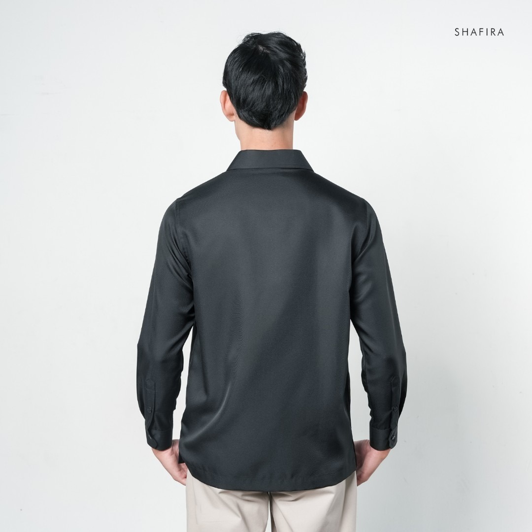 Shafira - Grandour Menswear - Dobby Long Sleeve Pintuck Shirt with Embroidery - Bahan Cotton Twill Shine