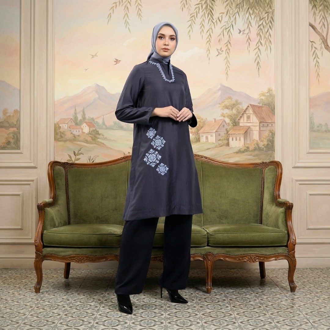 Shafira Maverly Midi Dress Long Tunik Wanita Bahan Papper Silk