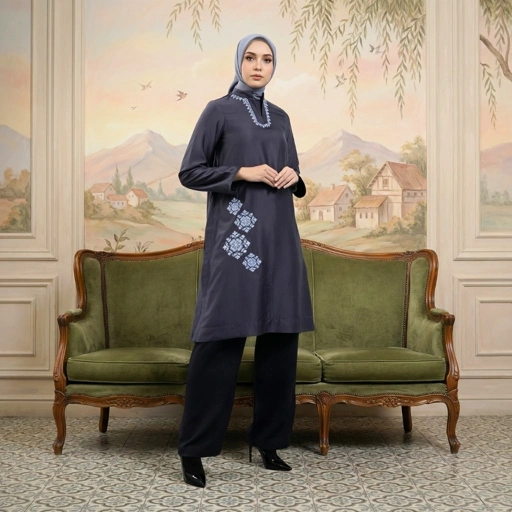 Image of Shafira Maverly Midi Dress Long Tunik Wanita Bahan Papper Silk