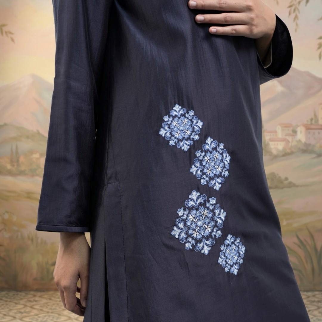 Shafira Maverly Midi Dress Long Tunik Wanita Bahan Papper Silk