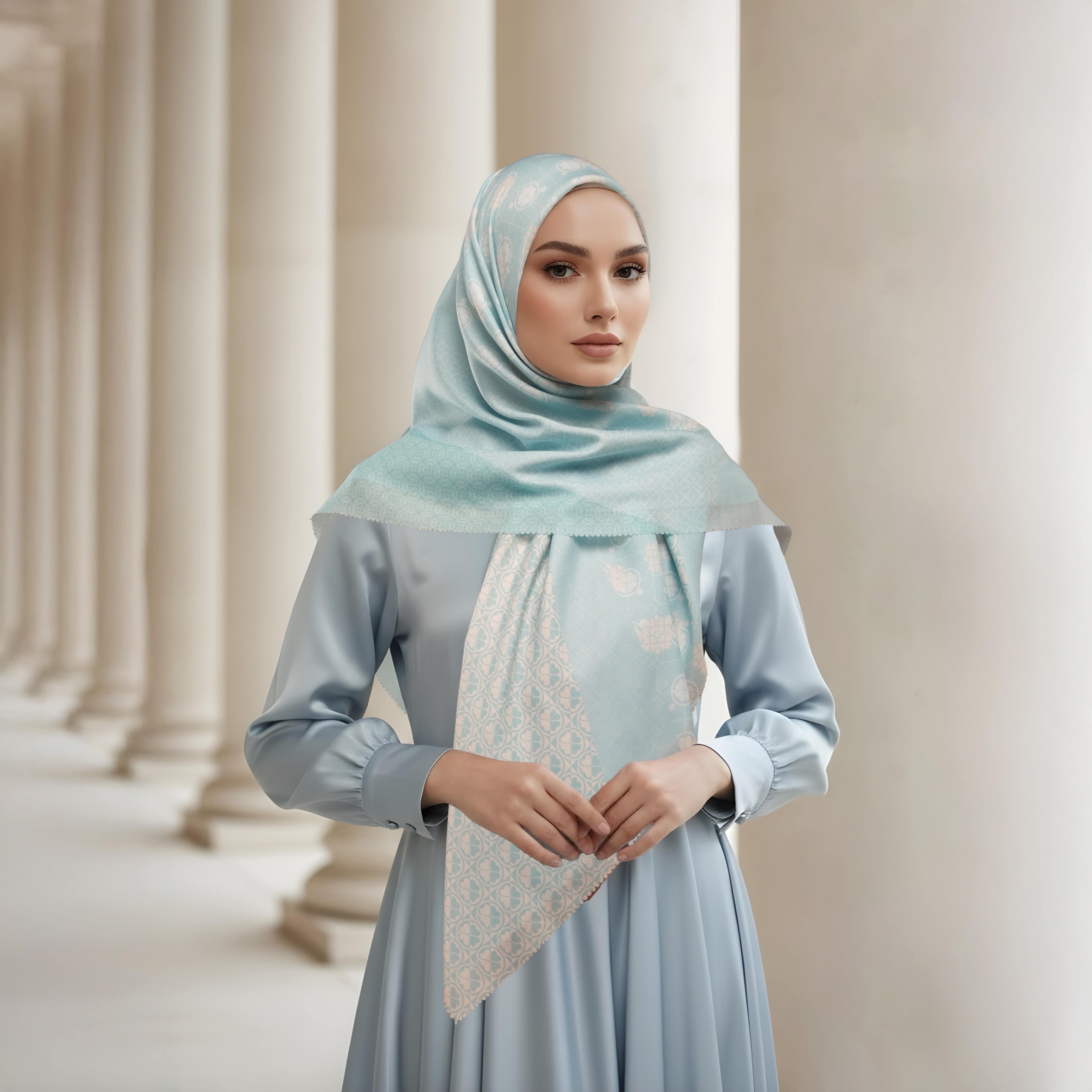 Shafira - Noreen Printed Scarf - Hijab Segi Empat Motif - Voal - Hard Box Packaging