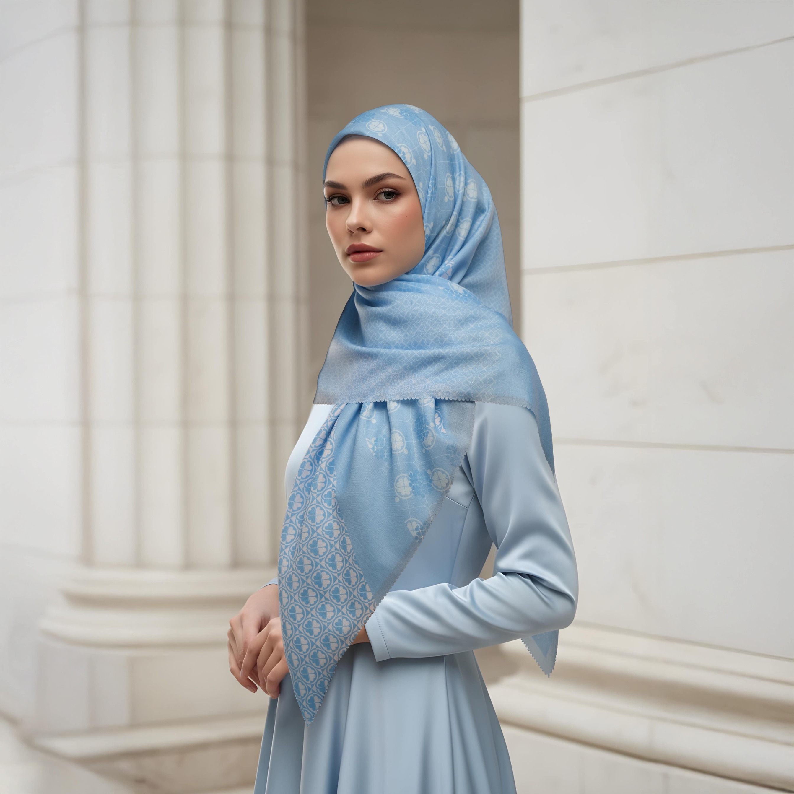 Shafira - Noreen Printed Scarf - Hijab Segi Empat Motif - Voal - Hard Box Packaging
