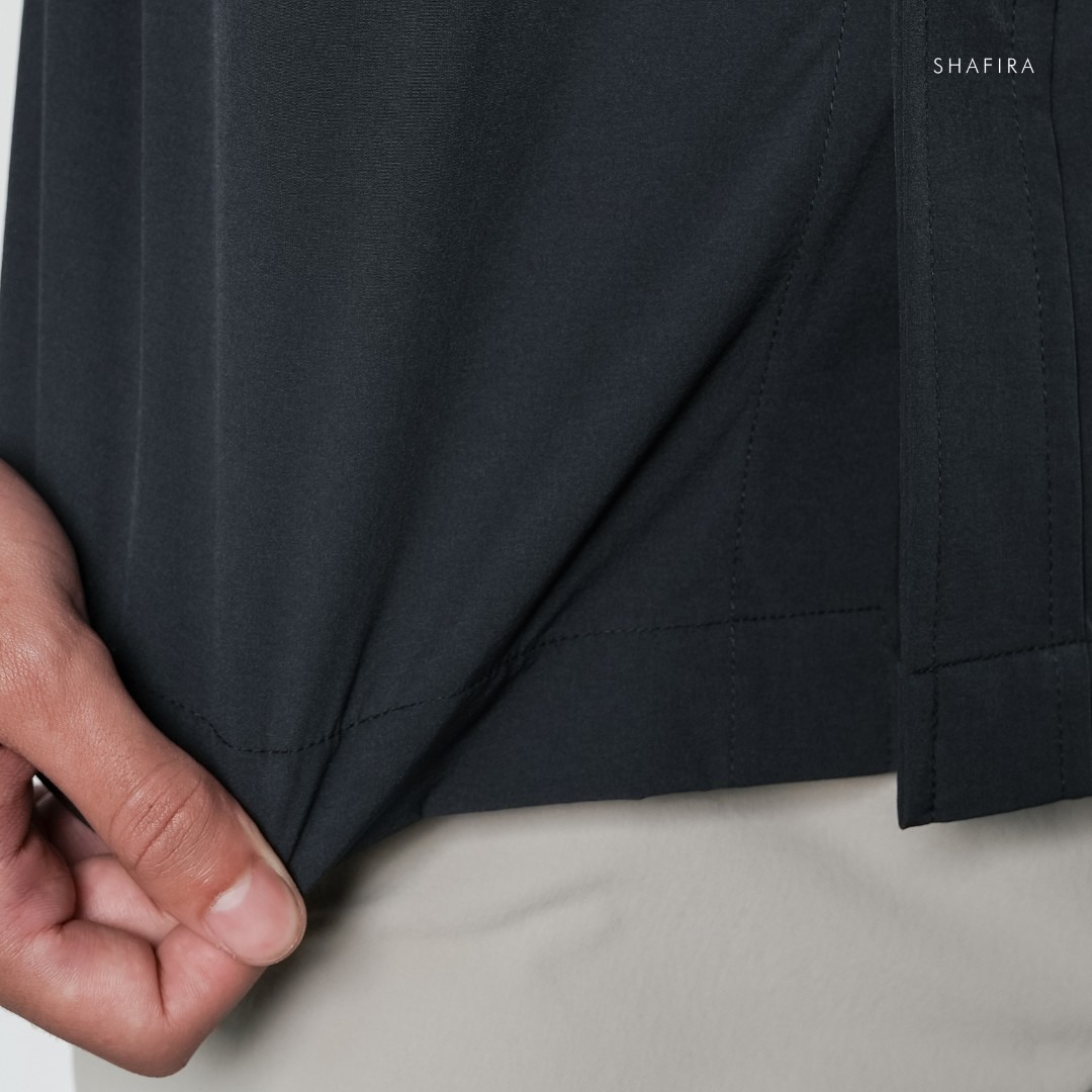 Shafira - Therio Menswear - Nylon Stretch Short Sleeve Shirt - Bahan Nylon 4 Way Stretch