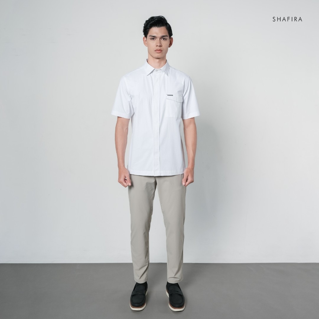 Shafira - Therio Menswear - Nylon Stretch Short Sleeve Shirt - Bahan Nylon 4 Way Stretch