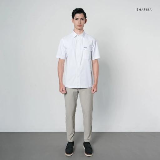 Shafira - Therio Menswear - Nylon Stretch Short Sleeve Shirt - Bahan Nylon 4 Way Stretch