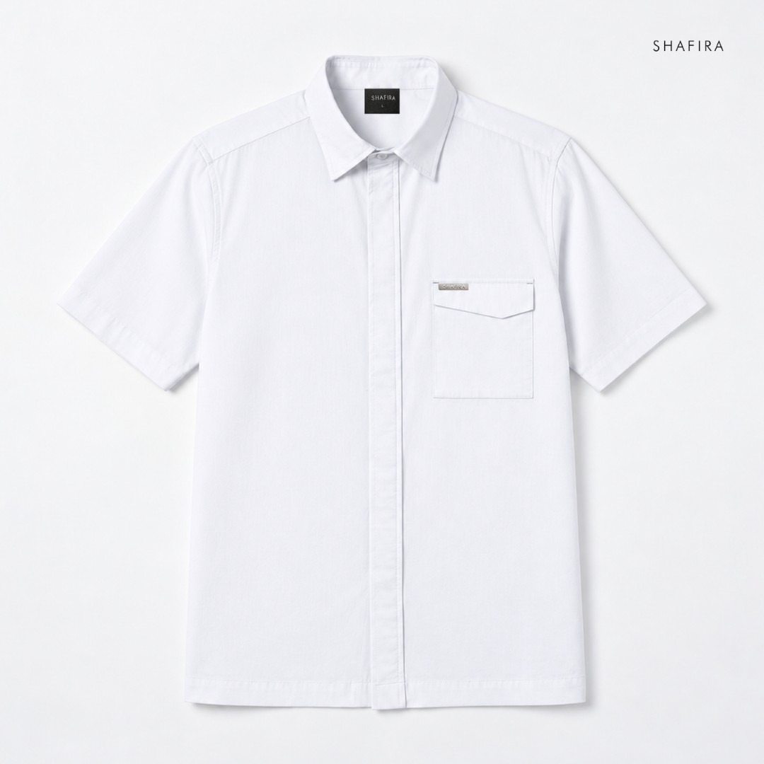 Shafira - Therio Menswear - Nylon Stretch Short Sleeve Shirt - Bahan Nylon 4 Way Stretch
