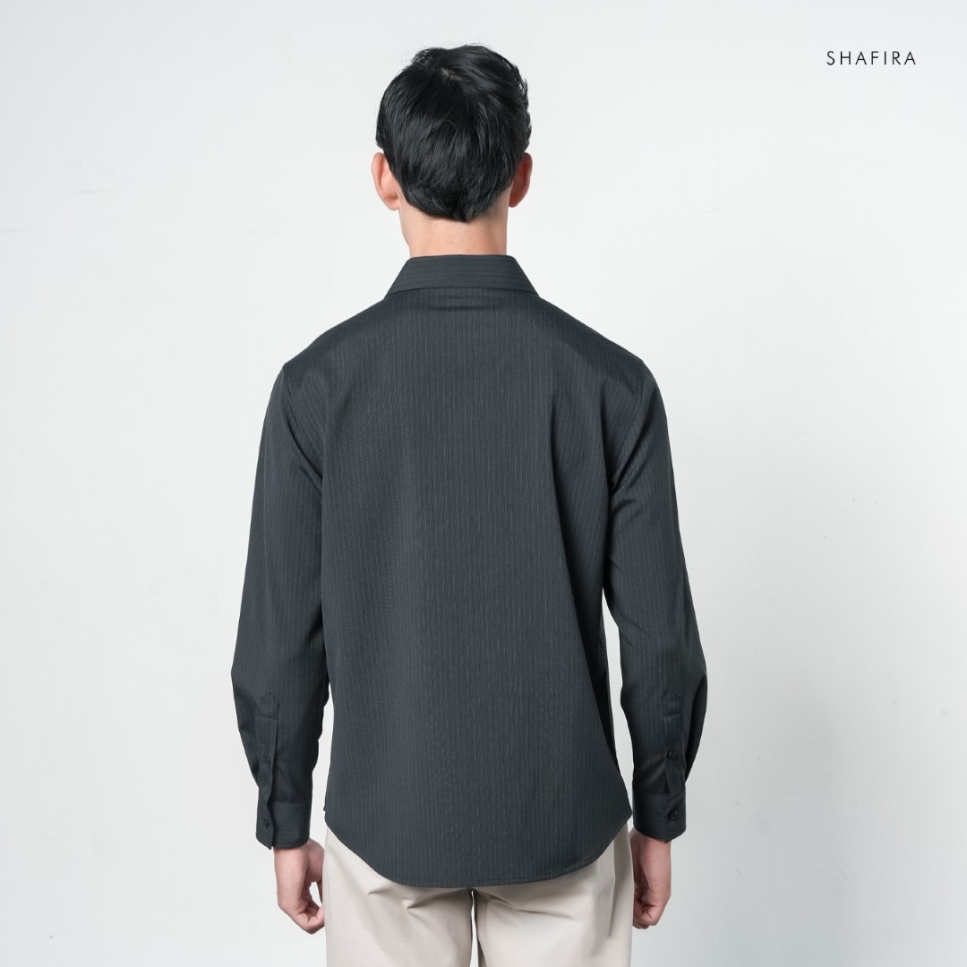 Shafira - Altura Menswear - Poly Textured Long Sleeve Shirt with Opnaisel - Bahan Semi Wool