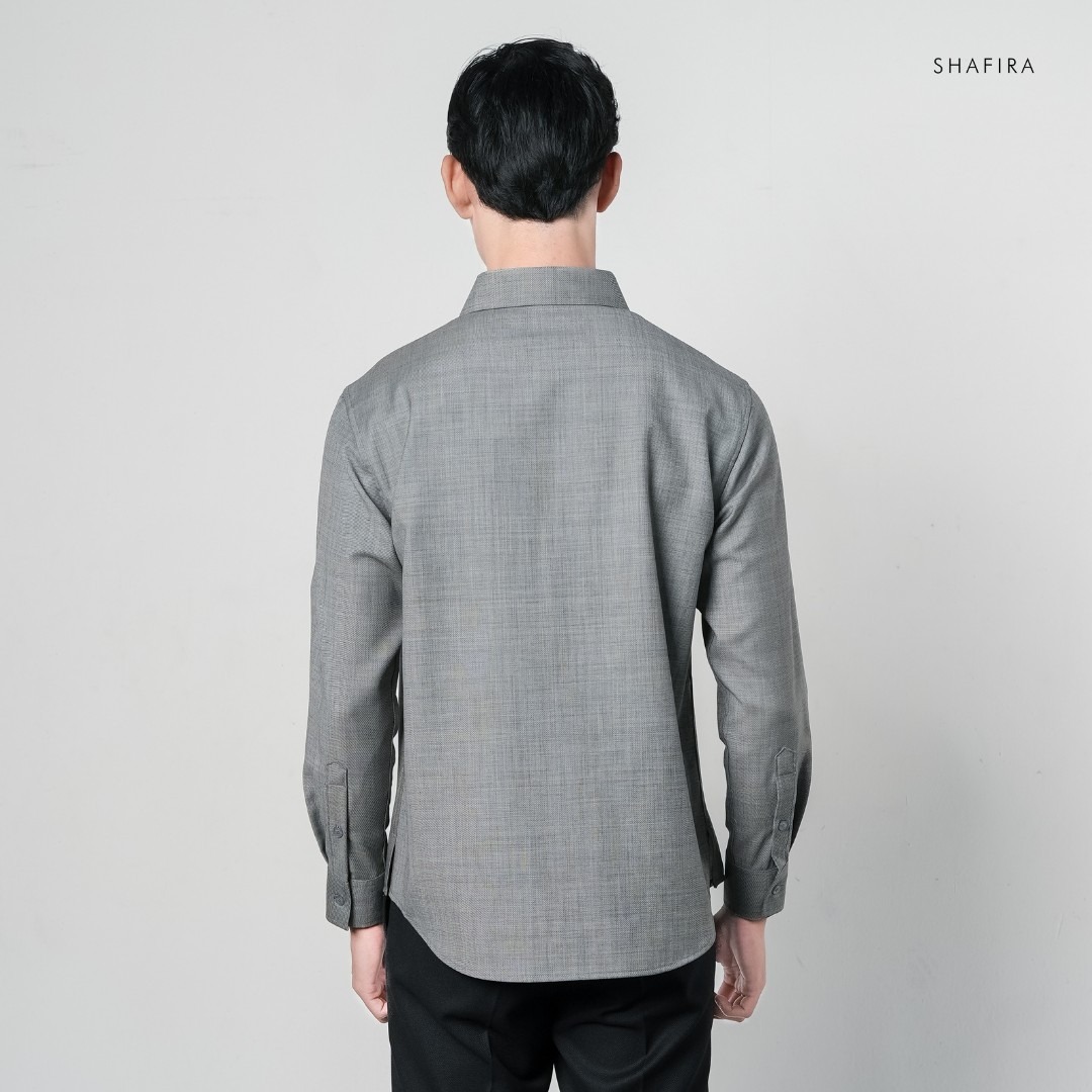 Shafira - Altura Menswear - Poly Textured Long Sleeve Shirt with Opnaisel - Bahan Semi Wool