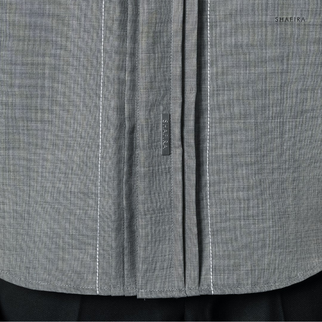 Shafira - Altura Menswear - Poly Textured Long Sleeve Shirt with Opnaisel - Bahan Semi Wool