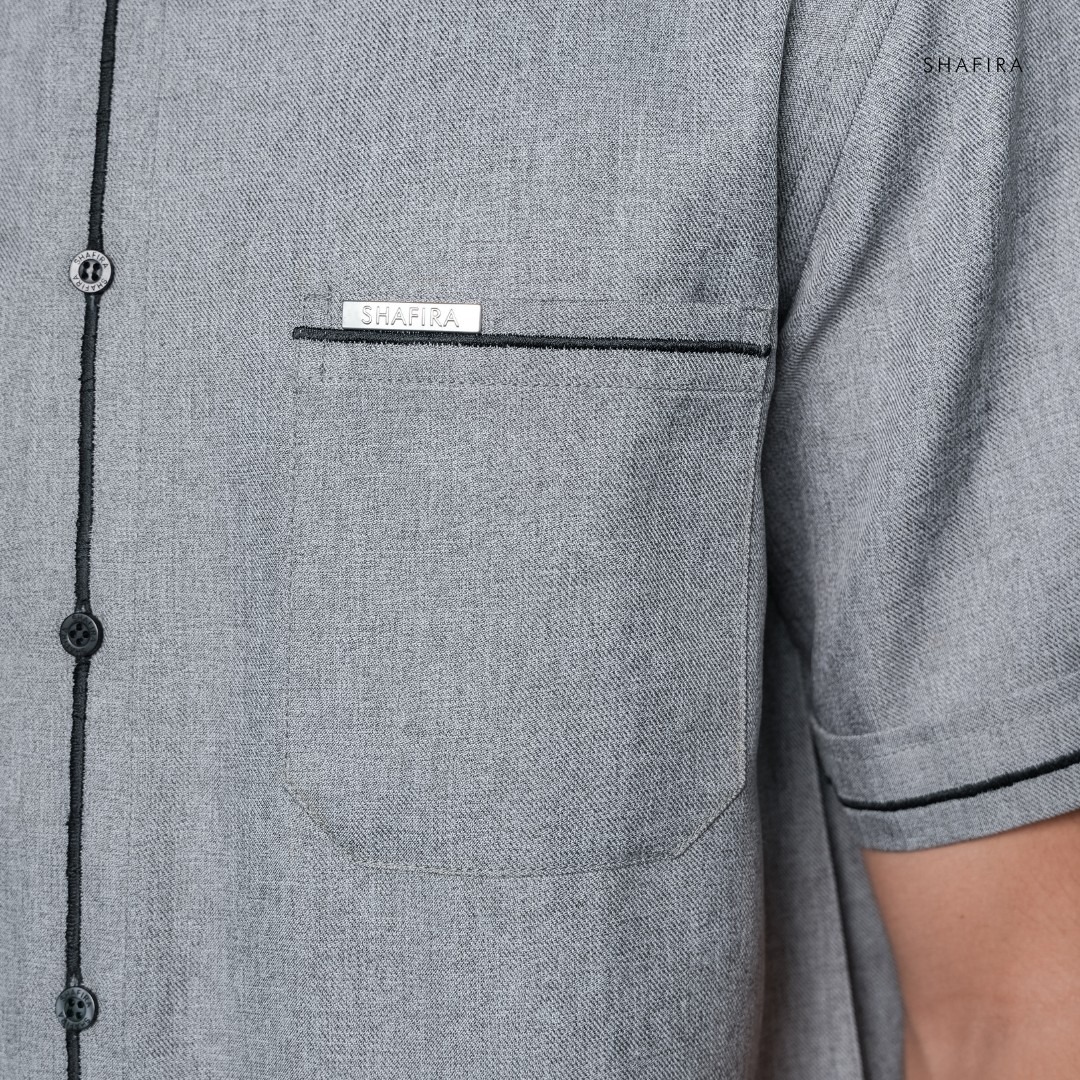 Shafira - Zorvi Menswear - Poly Textured Linen Short Sleeve Shirt - Bahan Semi Wool