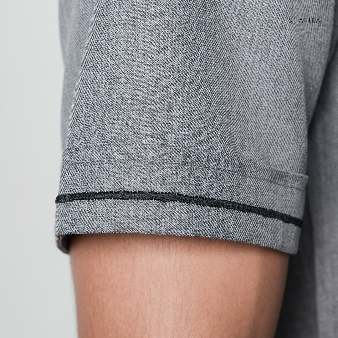 Shafira - Zorvi Menswear - Poly Textured Linen Short Sleeve Shirt - Bahan Semi Wool