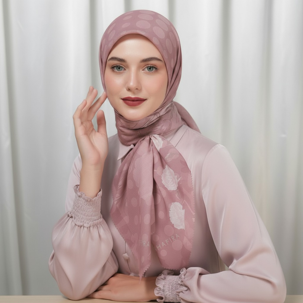 Shafira - Laura Printed Scarf - Hijab Segi Empat Motif - Hard Box Packaging
