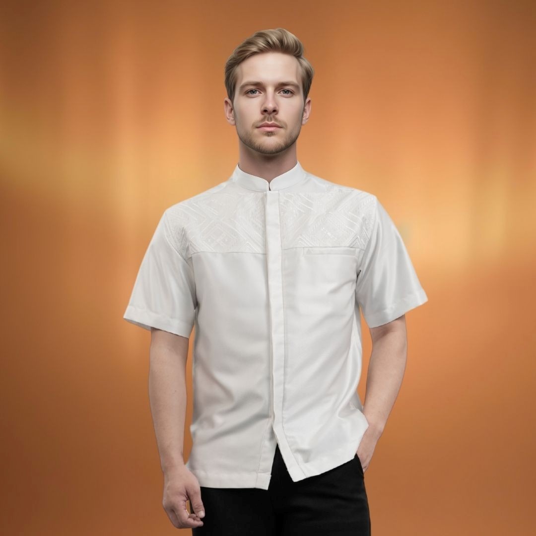 Shafira | Shahram Menswear | Koko Tangan Pendek Pria | Bahan Semi Wool