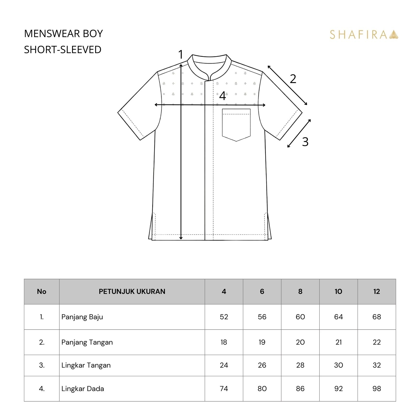Shafira | Syafran Menswear Boys | Koko Tangan Pendek Anak Laki-Laki | Bahan Cotton Crinkle