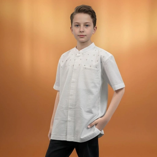 Image of Shafira | Syafran Menswear Boys | Koko Tangan Pendek Anak Laki-Laki | Bahan Cotton Crinkle