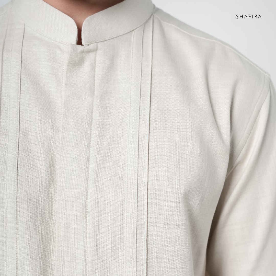 Shafira | Thavi Menswear | Linen With Binding Short Sleeve Shirt Pria Premium | Bahan Linen Dyed