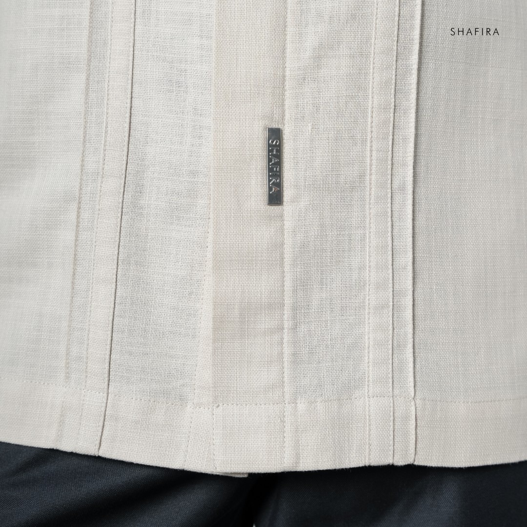 Shafira | Thavi Menswear | Linen With Binding Short Sleeve Shirt Pria Premium | Bahan Linen Dyed